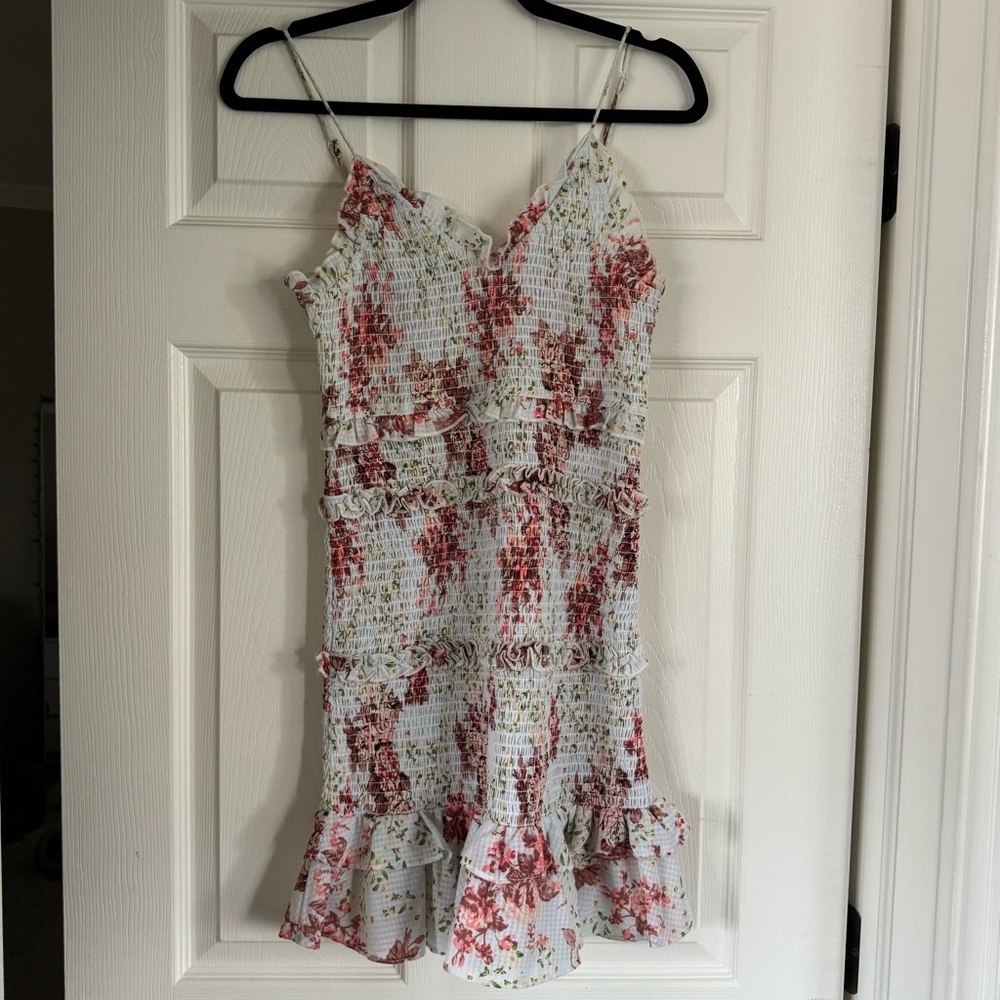 Zara ruched floral mini dress